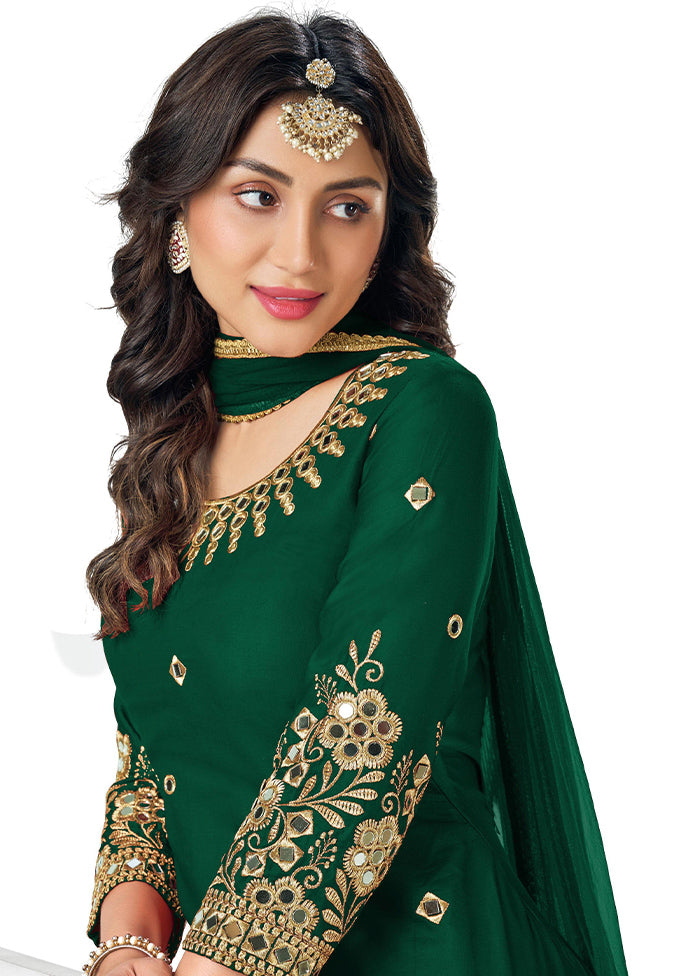 3 Pc Green Georgette Mirror Suit Set With Dupatta VDKSH1410230 - Indian Silk House Agencies