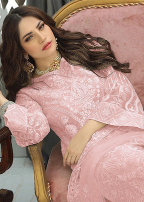 3 Pc Pink Semi Stitched Georgette Suit Set With Dupatta VDKSH912263 - Indian Silk House Agencies