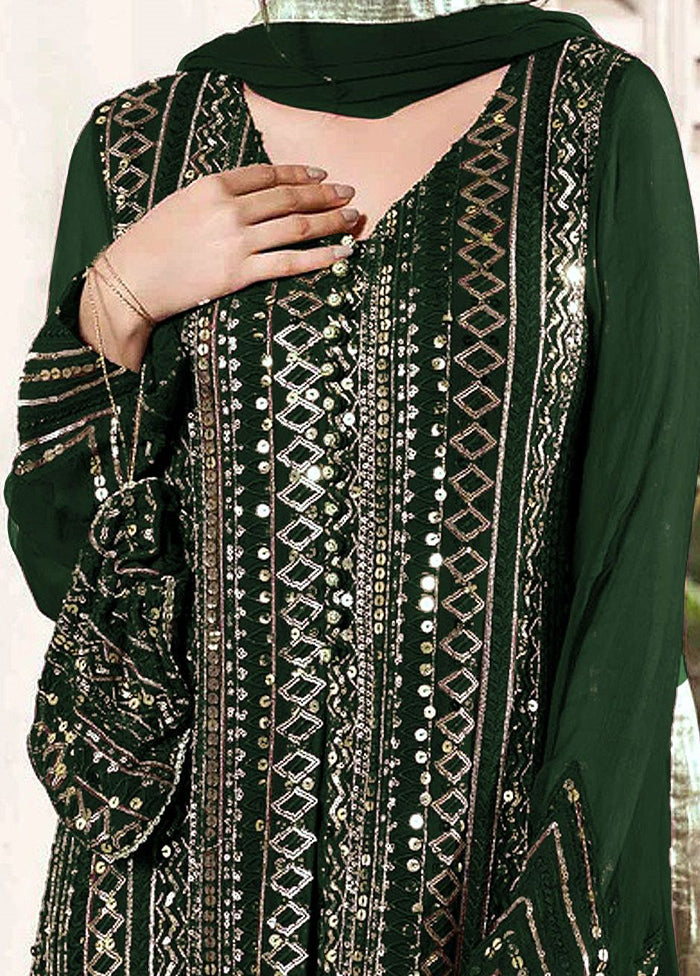 3 Pc Green Semi Stitched Georgette Suit Set With Dupatta VDKSH912271 - Indian Silk House Agencies