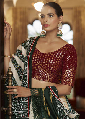 White Semi Stitched Blended Georgette Lehenga Choli Set With Dupatta - Indian Silk House Agencies