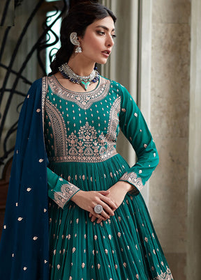 3 Pc Blue Semi Stitched Georgette Suit Set VDKSH11502233 - Indian Silk House Agencies