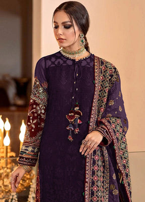 3 Pc Purple Semi Stitched Georgette Suit Set VDKSH11502251 - Indian Silk House Agencies