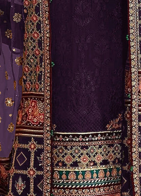 3 Pc Purple Semi Stitched Georgette Suit Set VDKSH11502251 - Indian Silk House Agencies