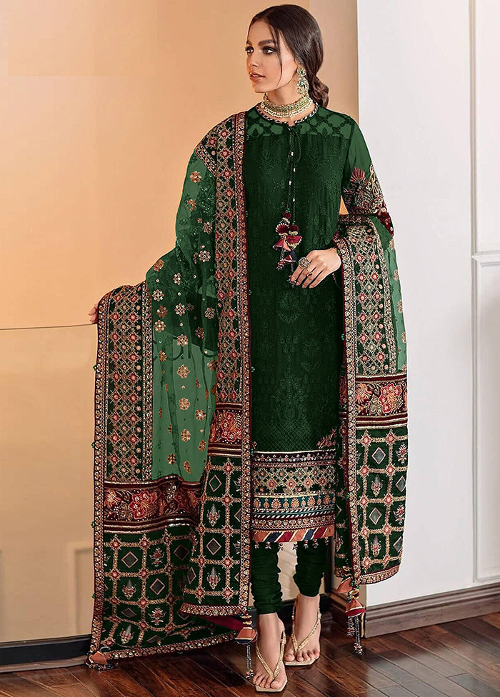 3 Pc Green Semi Stitched Georgette Suit Set VDKSH11502252 - Indian Silk House Agencies