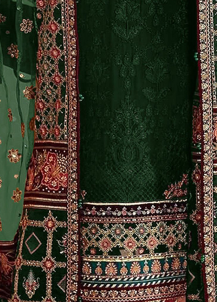 3 Pc Green Semi Stitched Georgette Suit Set VDKSH11502252 - Indian Silk House Agencies