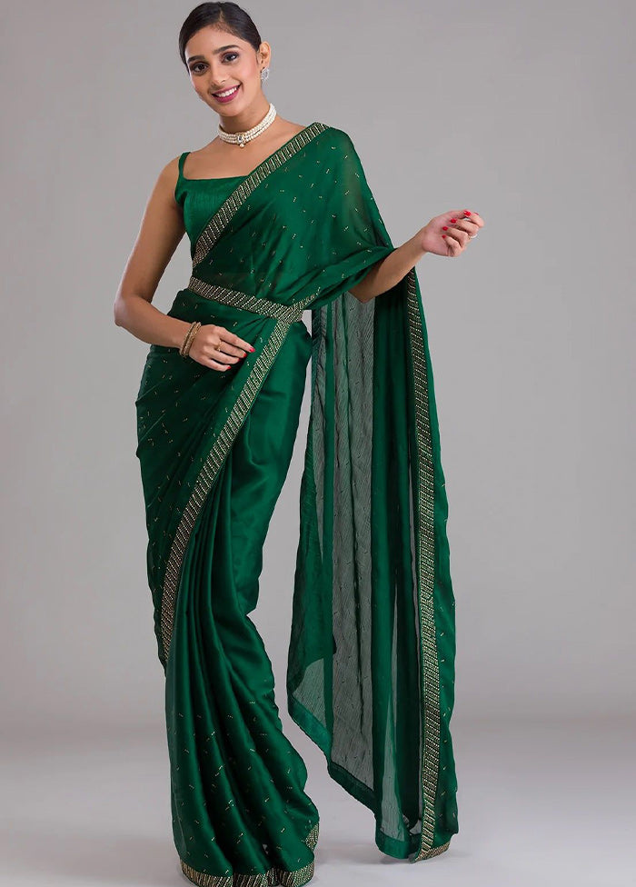 Green Georgette Saree With Blouse Piece