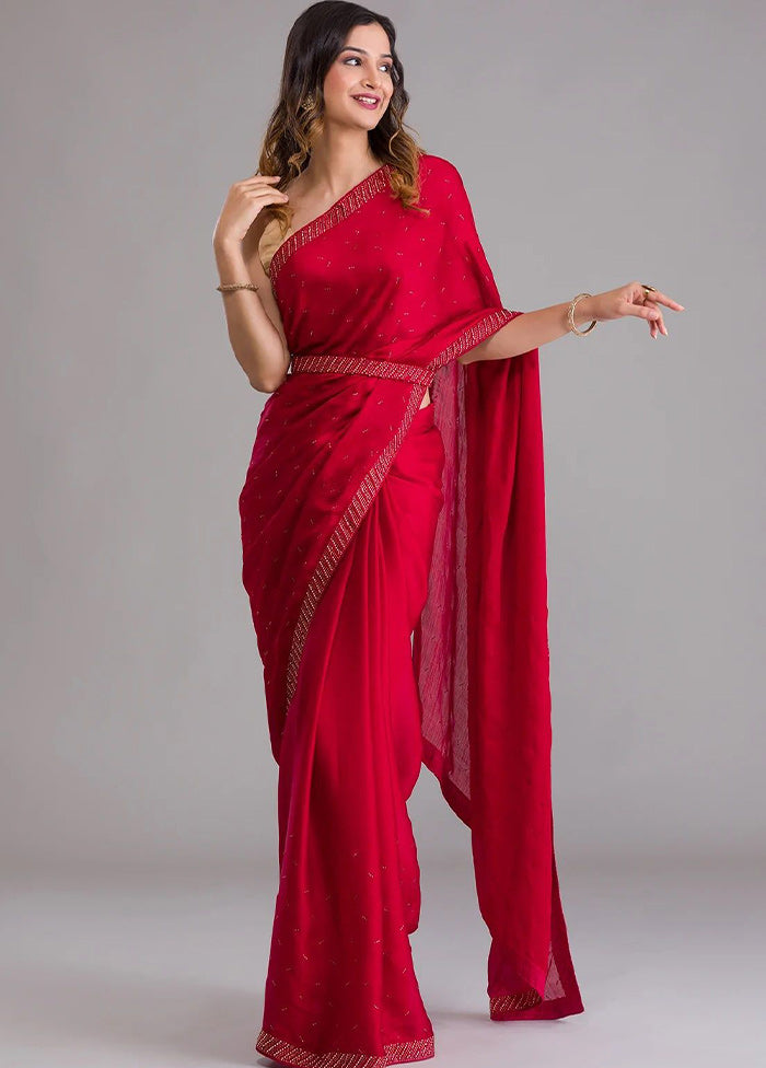 Pink Georgette Saree With Blouse Piece