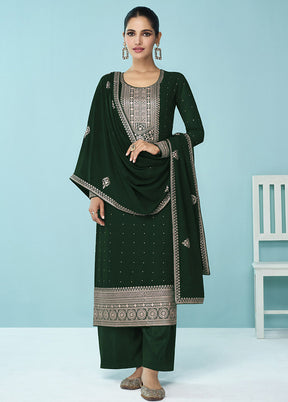 3 Pc Green Semi Stitched Georgette Suit Set VDKSH11502257 - Indian Silk House Agencies