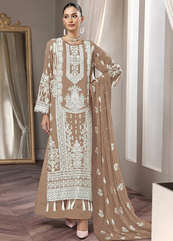 3 Pc Semi Stitched Georgette Suit Set With Dupatta VDKSH12702245 - Indian Silk House Agencies
