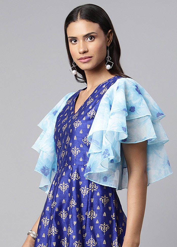 Royal blue Readymade Silk Woven Kurti VDKSH1403269 - Indian Silk House Agencies