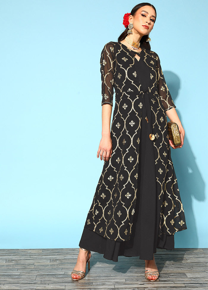 Black Readymade Silk Woven Kurti VDKSH1403280 - Indian Silk House Agencies