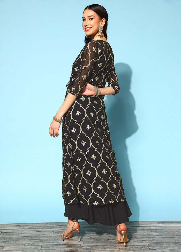 Black Readymade Silk Woven Kurti VDKSH1403280 - Indian Silk House Agencies