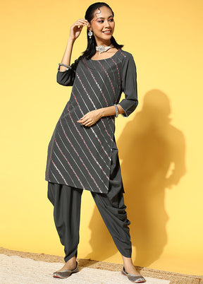 Grey Readymade Silk Woven Kurti VDKSH1403289 - Indian Silk House Agencies