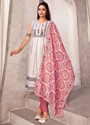 Off White Readymade Silk Woven Kurti VDKSH1403294 - Indian Silk House Agencies