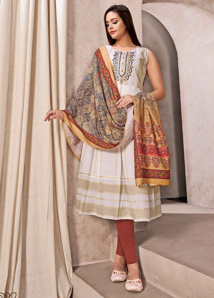 Off White Readymade Silk Woven Kurti VDKSH1403295 - Indian Silk House Agencies