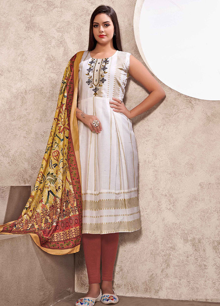 Off White Readymade Silk Woven Kurti VDKSH1403296 - Indian Silk House Agencies