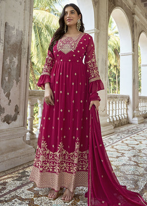 3 Pc Pink Semi Stitched Georgette Suit Set With Dupatta VDKSH11503232 - Indian Silk House Agencies