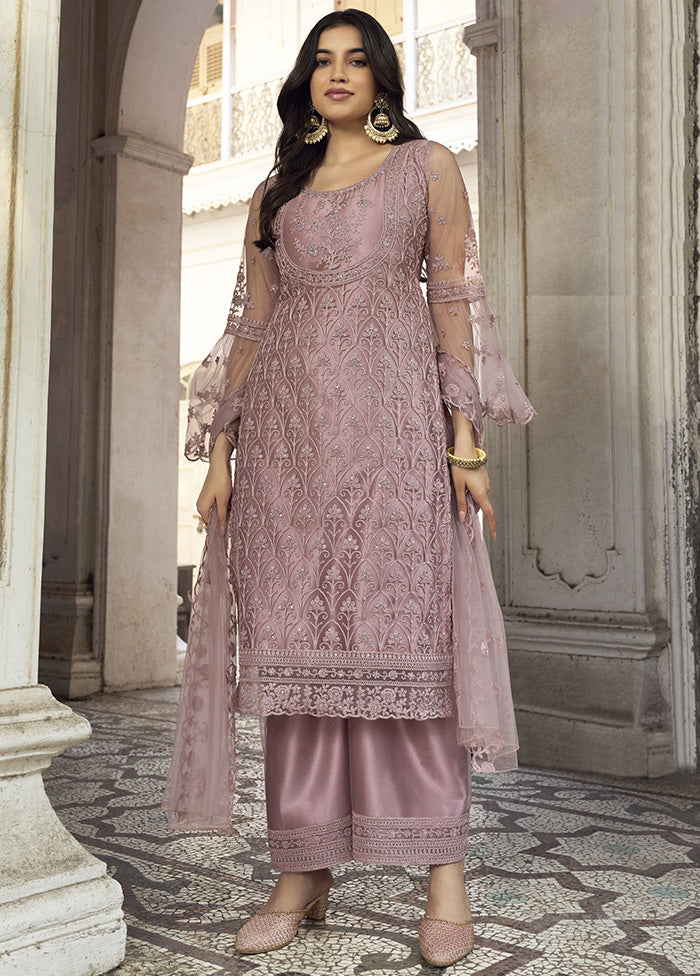 3 Pc Baby Pink Net Suit Set With Dupatta VDKSH2103250 - Indian Silk House Agencies