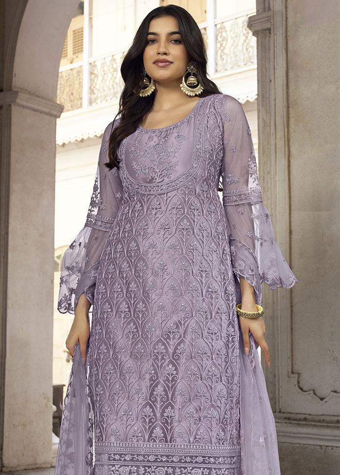 3 Pc Purple Net Suit Set With Dupatta VDKSH2103252 - Indian Silk House Agencies