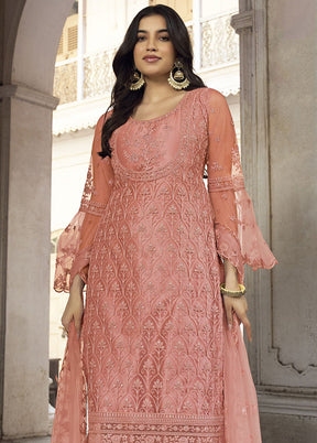 3 Pc Pink Net Suit Set With Dupatta VDKSH2103256 - Indian Silk House Agencies