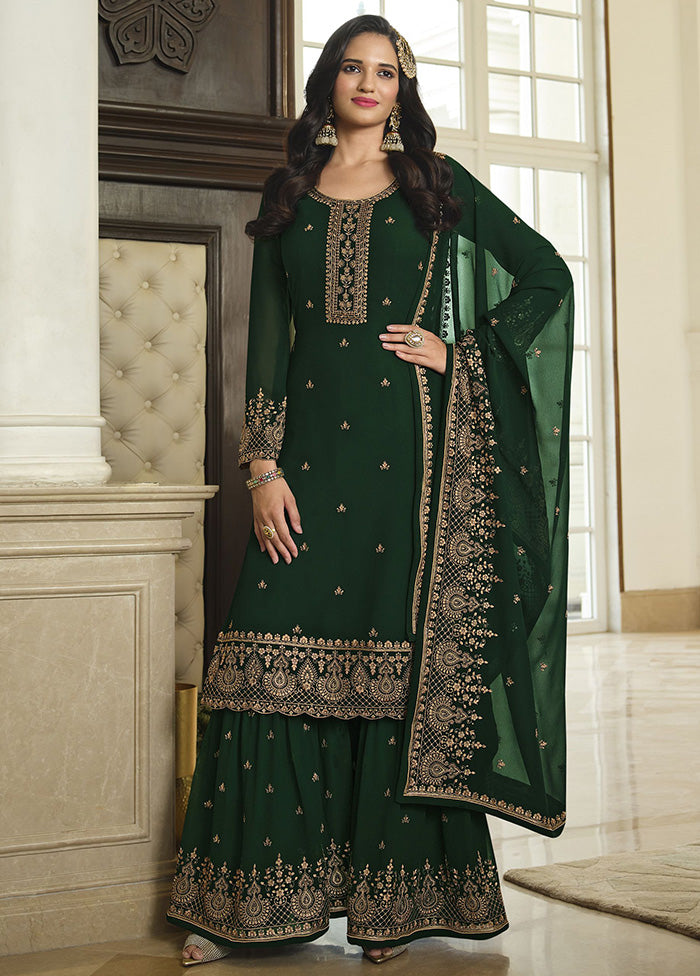 3 Pc Green Georgette Suit Set With Dupatta VDKSH2103258 - Indian Silk House Agencies