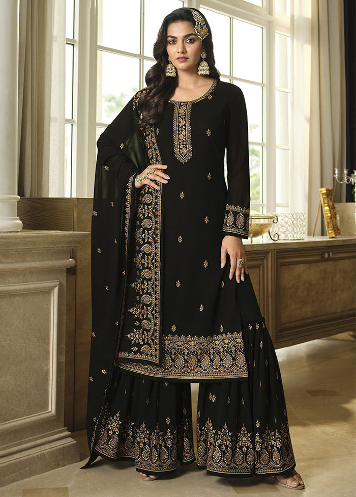 3 Pc Black Georgette Suit Set With Dupatta VDKSH2103262 - Indian Silk House Agencies