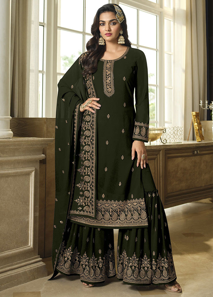 3 Pc Green Georgette Suit Set With Dupatta VDKSH2103263 - Indian Silk House Agencies