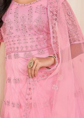 3 Pc Pink Net Suit Set With Dupatta VDKSH2103267 - Indian Silk House Agencies