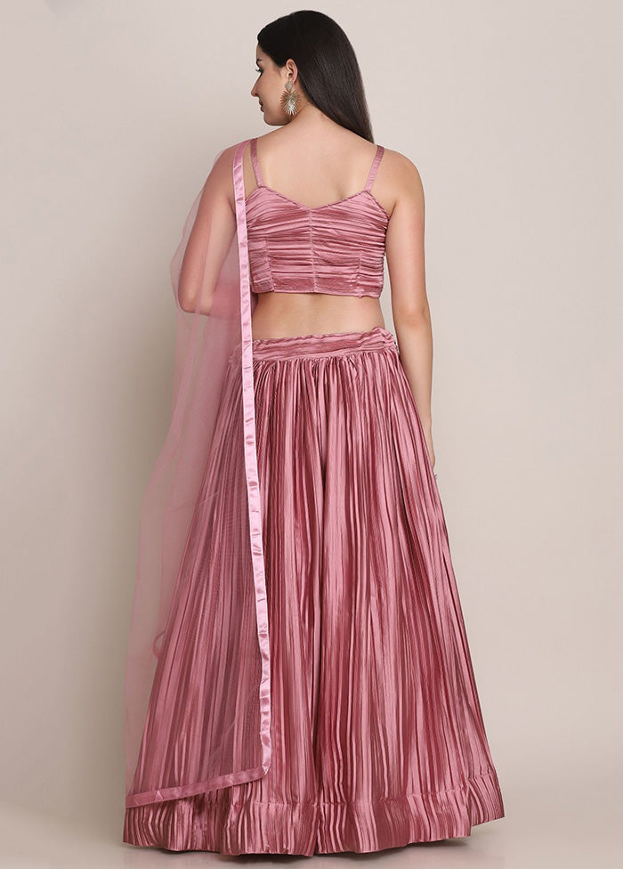 Pink Semi Stitched Silk Lehenga Choli Set - Indian Silk House Agencies