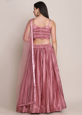 Pink Semi Stitched Silk Lehenga Choli Set - Indian Silk House Agencies