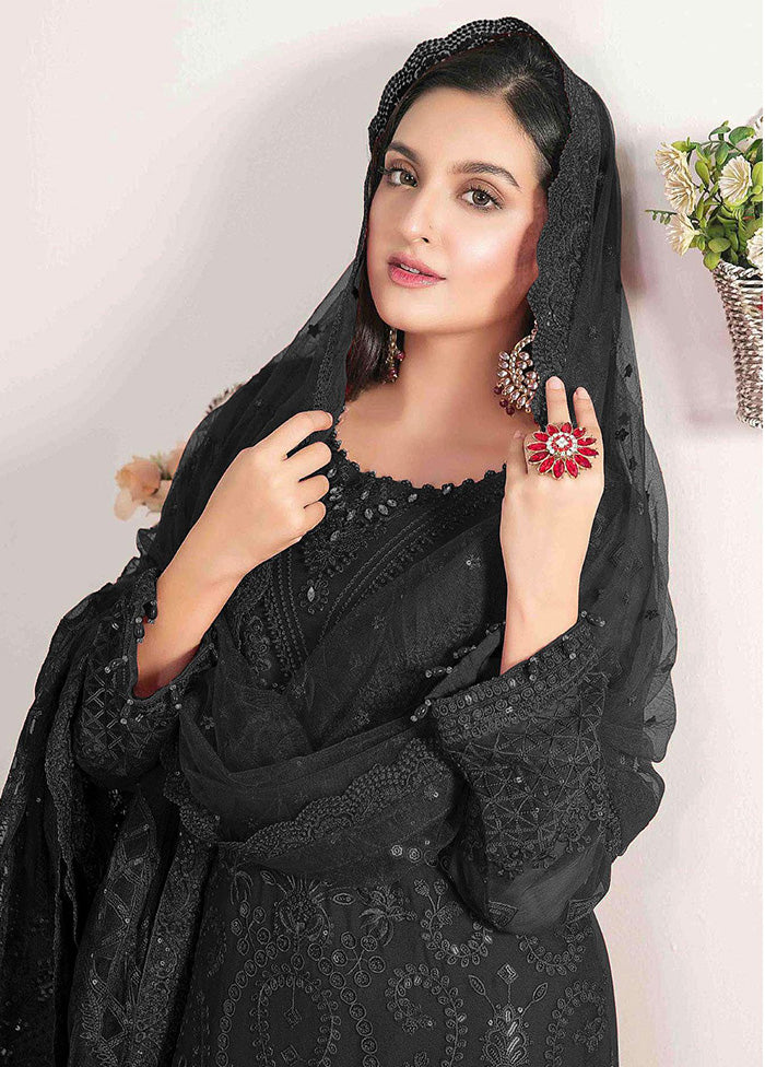 3 Pc Black Georgette Suit Set With Dupatta VDKSH2103278 - Indian Silk House Agencies
