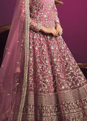 3 Pc Pink Net Suit Set With Dupatta VDKSH2103305 - Indian Silk House Agencies