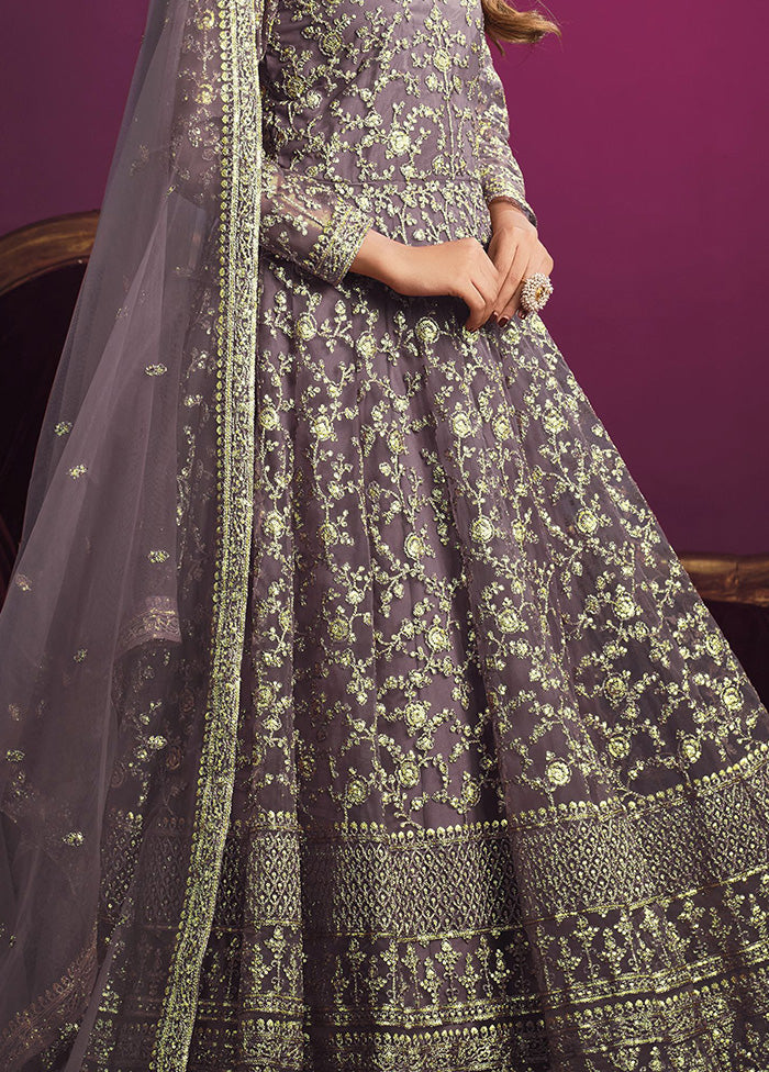 3 Pc Purple Net Suit Set With Dupatta VDKSH2103307 - Indian Silk House Agencies