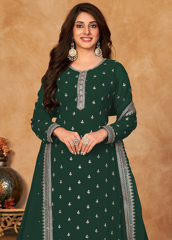 3 Pc Green Semi Stitched Georgette Suit Set With Dupatta VDKSH12803231 - Indian Silk House Agencies