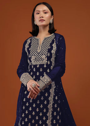 3 Pc Blue Georgette Suit Set With Dupatta VDKSH1104235 - Indian Silk House Agencies