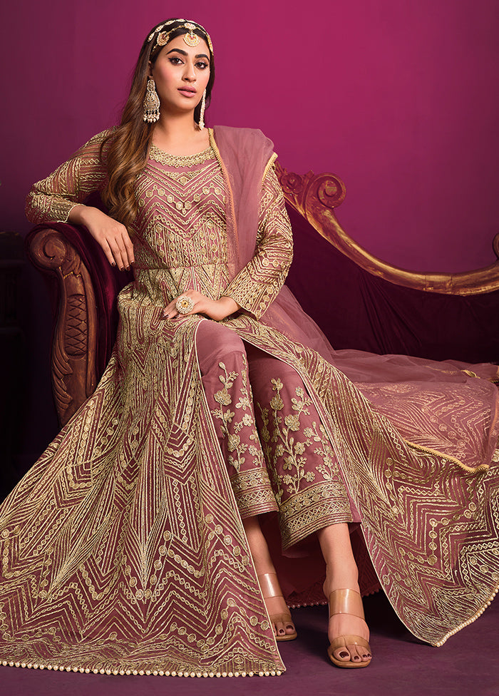 3 Pc Pink Net Suit Set With Dupatta VDKSH1104236 - Indian Silk House Agencies