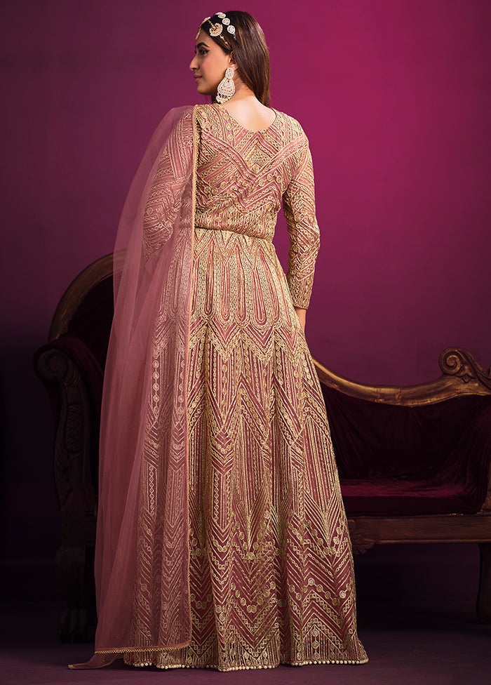 3 Pc Pink Net Suit Set With Dupatta VDKSH1104236 - Indian Silk House Agencies