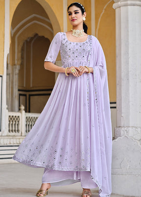 3 Pc Lavender Semi Stitched Georgette Suit Set VDKSH13042046 - Indian Silk House Agencies