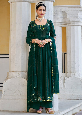 3 Pc Green Semi Stitched Georgette Suit Set VDKSH13042049 - Indian Silk House Agencies