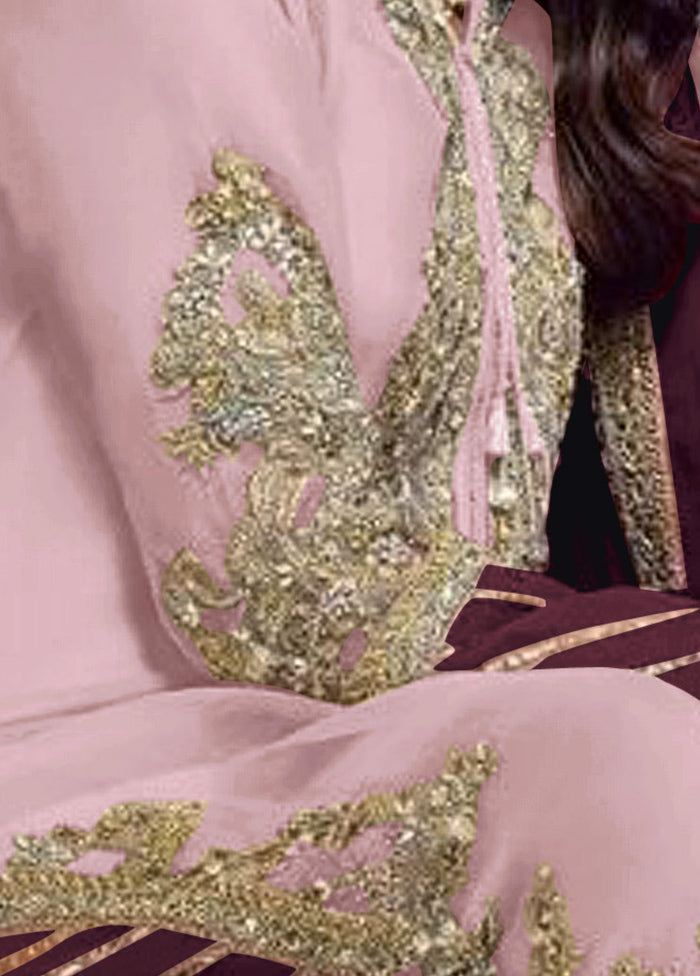 3 Pc Pink Semi Stitched Georgette Suit Set VDKSH13042052 - Indian Silk House Agencies