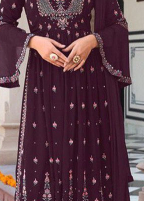 3 Pc Purple Semi Stitched Georgette Suit Set VDKSH13042056 - Indian Silk House Agencies