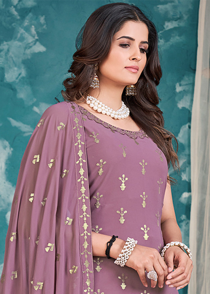 3 Pc Lilac Embroidered Sharrara Set VDKSH02052064 - Indian Silk House Agencies