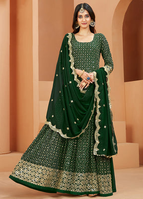 3 Pc Green Georgette Semi Stitched Anakali Suits Set VDKSH02052066 - Indian Silk House Agencies