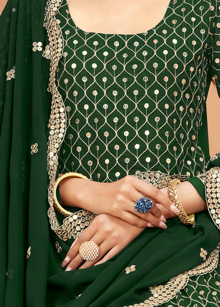 3 Pc Green Georgette Semi Stitched Anakali Suits Set VDKSH02052066 - Indian Silk House Agencies
