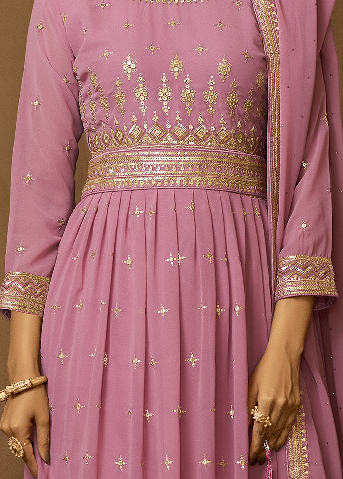 3 Pc Pink Georgette Semi Stitched Suit Set VDKSH02052075 - Indian Silk House Agencies