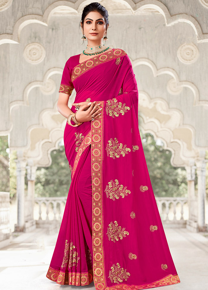 Pink Georgette Saree With Blouse Piece