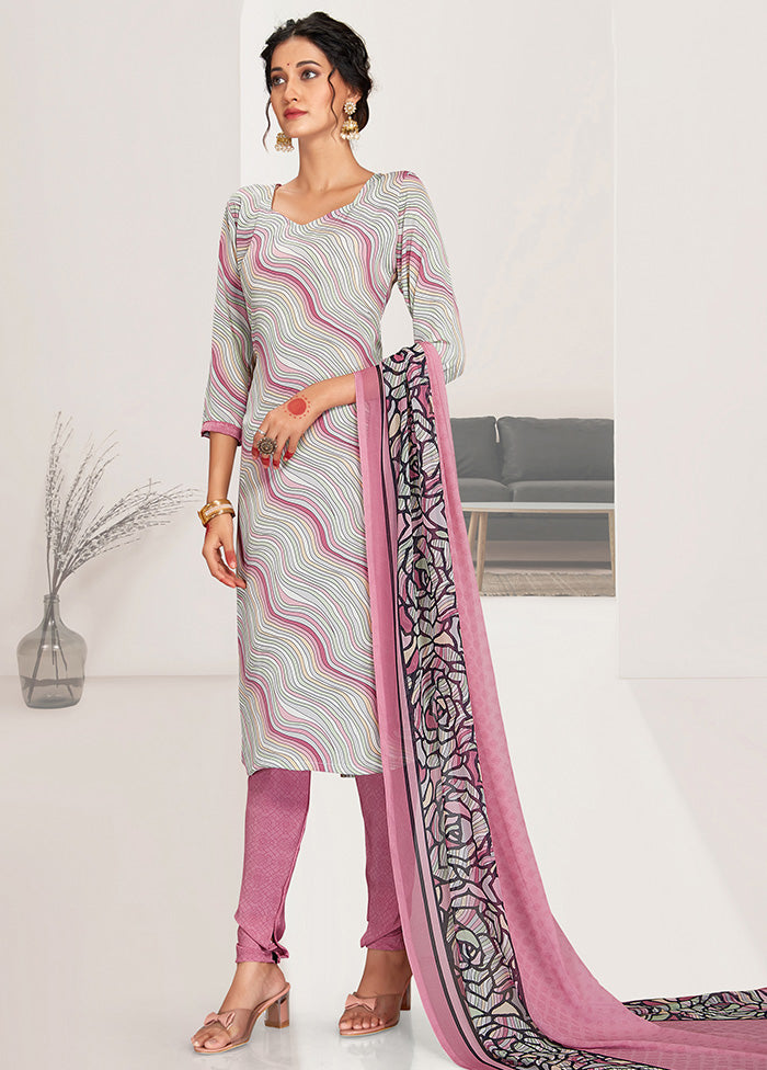 3 Pc Grey Unstitched Silk Digital Suit Set VDKSH11052049 - Indian Silk House Agencies