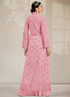 3 Pc Pink Georgette Mirror Work Suit Set VDKSH0805056 - Indian Silk House Agencies