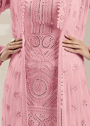 3 Pc Pink Georgette Mirror Work Suit Set VDKSH0805056 - Indian Silk House Agencies