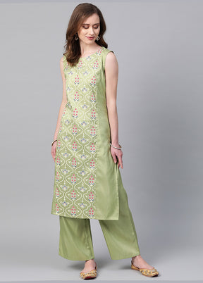 2 Pc Green Readymade Silk Kurti Set VDKSH19052032 - Indian Silk House Agencies